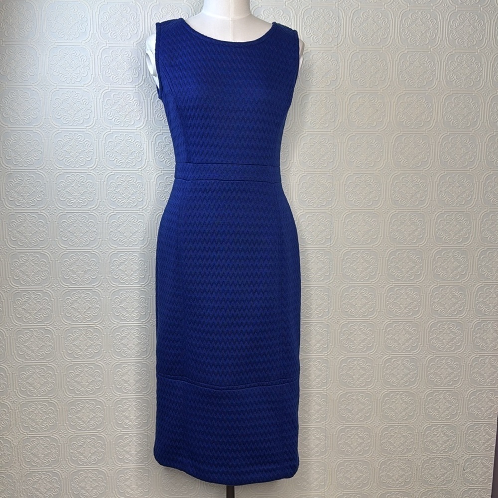 Tabitha for Anthropologie | Hourglass Form Textured Shift Dress in Colbalt Blue
